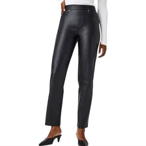 SPANX Black Straight Leg Vegan‎ Leather Stretch Women's Pants Plus Size 2X New